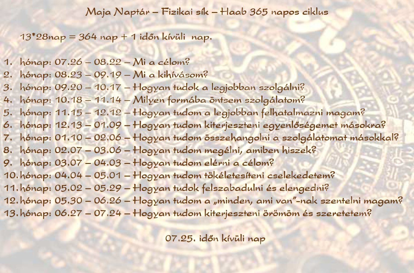 Maja naptár fizikai sík